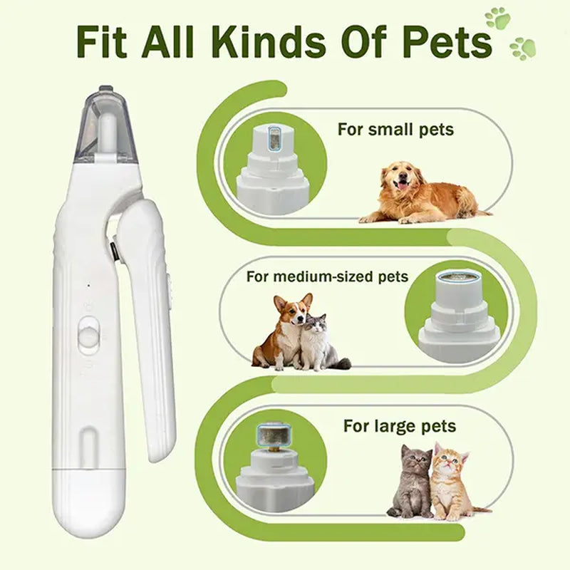 Petlovers 2-In-1 Pet Nail Clipper and Grinder, Dog Nail Clipper Trimmer, Ultra Quiet Electric Nail Set, Rechargeable, Suitable for Trimming Toes and Claws of Dogs and Cats of All Sizes
