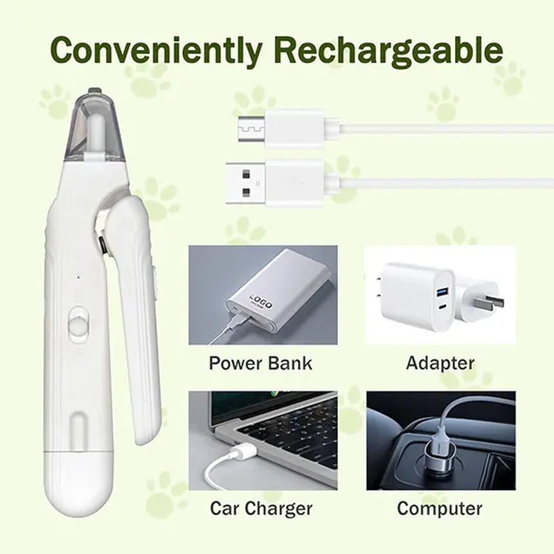 Petlovers 2-In-1 Pet Nail Clipper and Grinder, Dog Nail Clipper Trimmer, Ultra Quiet Electric Nail Set, Rechargeable, Suitable for Trimming Toes and Claws of Dogs and Cats of All Sizes